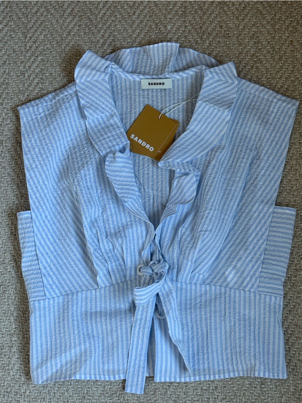 NWT • Sandro • Seer Sucker Top • Sz 1 - Picture 4 of 7